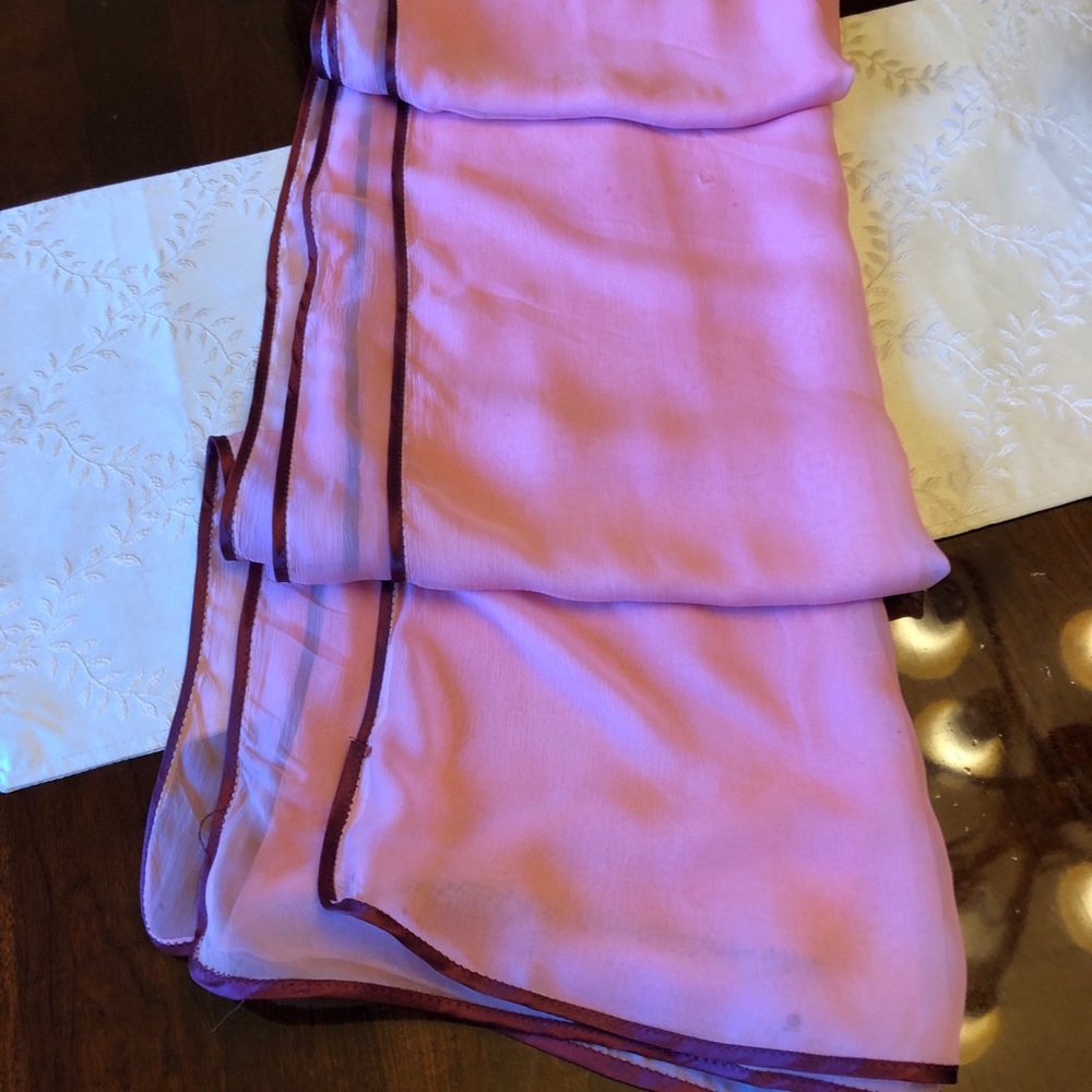 Pink chiffon scarf/wrap.finished edges, soft fall,use it any way you want.